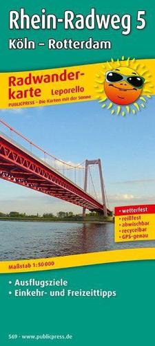 Rhine Cycle Path 5, Cologne - Rotterdam, cycle tour map 1:50,000