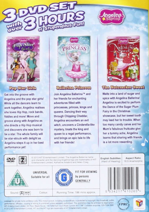 Angelina Ballerina: Dance Pack (triple pack - The Nutcracker Sweet, Pop Star Girls, Ballerina Princess)