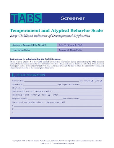 Temperament and Atypical Behavior Scale (TABS) Screener