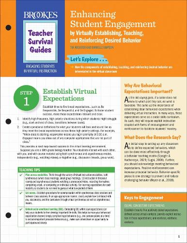 Enhancing Student Engagement by Virtually Establishing, Teaching, and Reinforcing Desired Behavior (Teacher Survival Guides