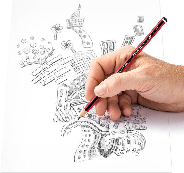 STAEDTLER 110-4H Tradition Graphite Pencil for Drawing & Sketching - 4H (Box of 12), Red