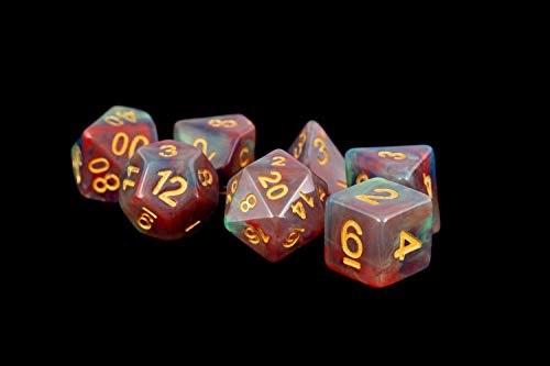 Fanroll - 16Mm Resin Polyhedral Dice Set: Red Pearl Swirl