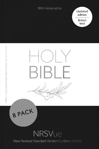 NRSVue Holy Bible with Apocrypha, Black Hardback, Silver Foiled Cover, British Text, NRSVue New Revised Standard Version Updated Edition, Hardback, Standard size - Pack of 8