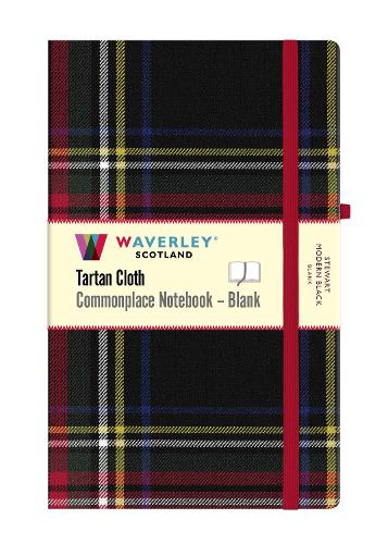 Stewart Modern Black Tartan Hardback Blank Notebook: Large 21cm x 13cm