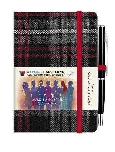 Auld Lang Syne Grey Mini Hardback Notebook with Pen; 10.5cm x 7cm