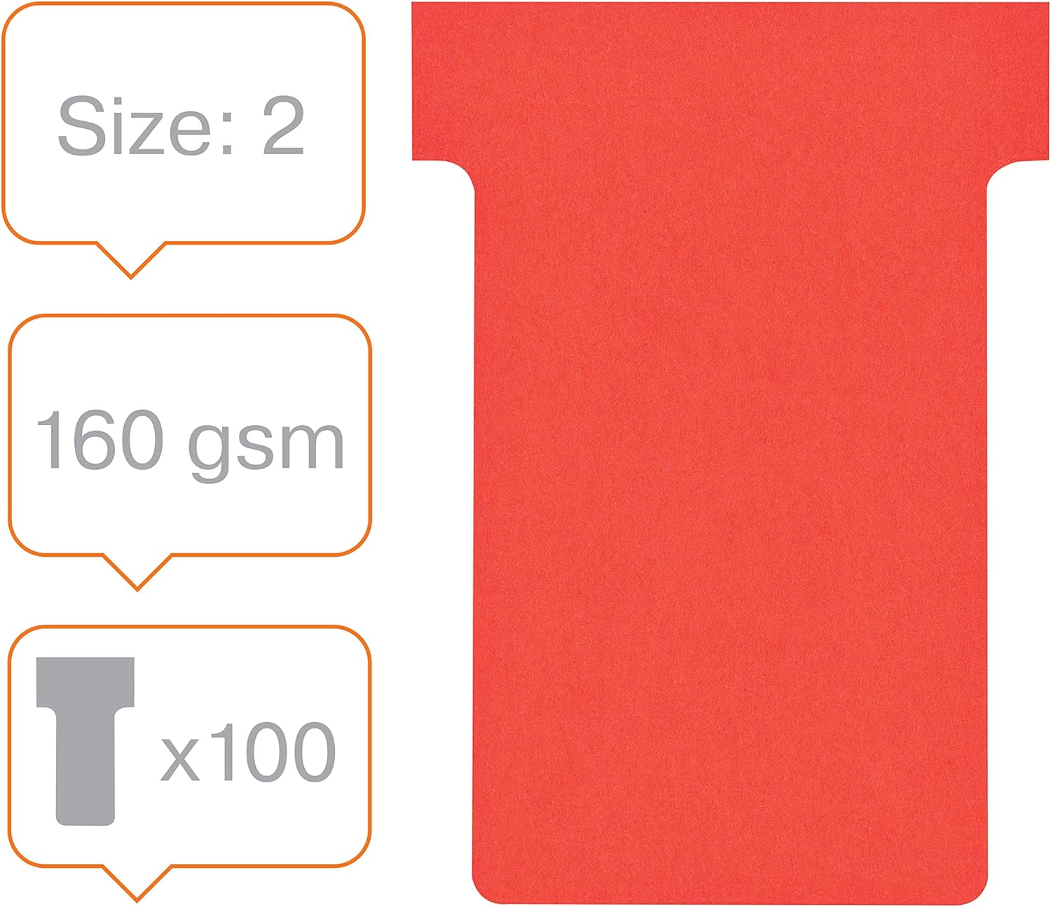 Nobo T-Cards Tab Top 15 mm W60 x Bottom W48.5 x Full H85 mm Size 2 Red Ref 32938906