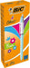 BIC 4 Colours Fun Retractable Ballpoint Pens - Box of 12 with Light Blue Pastel Barrel and Medium Point (1.0 mm