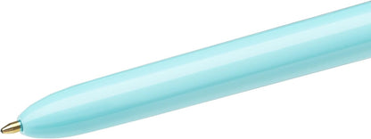 BIC 4 Colours Fun Retractable Ballpoint Pens - Box of 12 with Light Blue Pastel Barrel and Medium Point (1.0 mm