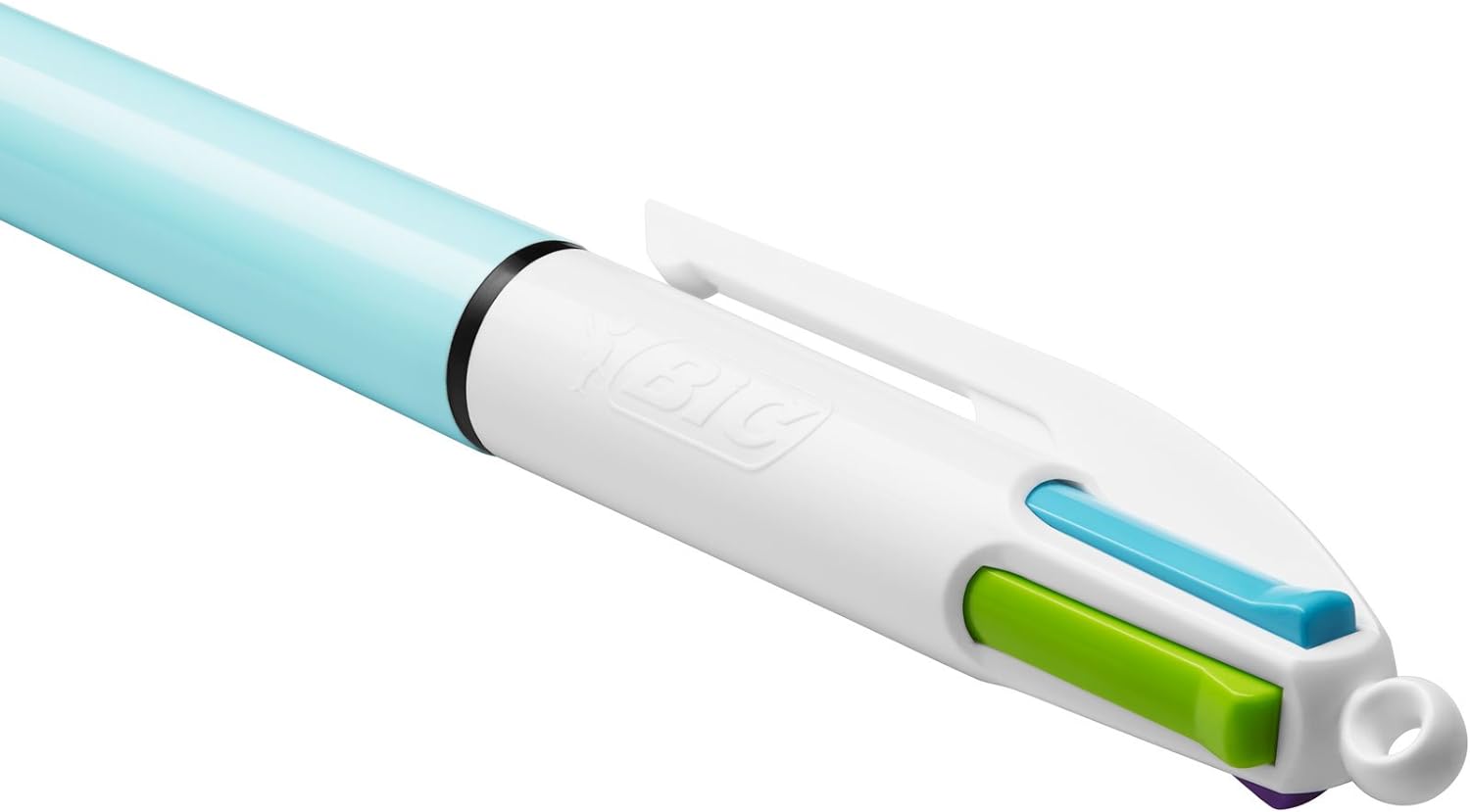 BIC 4 Colours Fun Retractable Ballpoint Pens - Box of 12 with Light Blue Pastel Barrel and Medium Point (1.0 mm