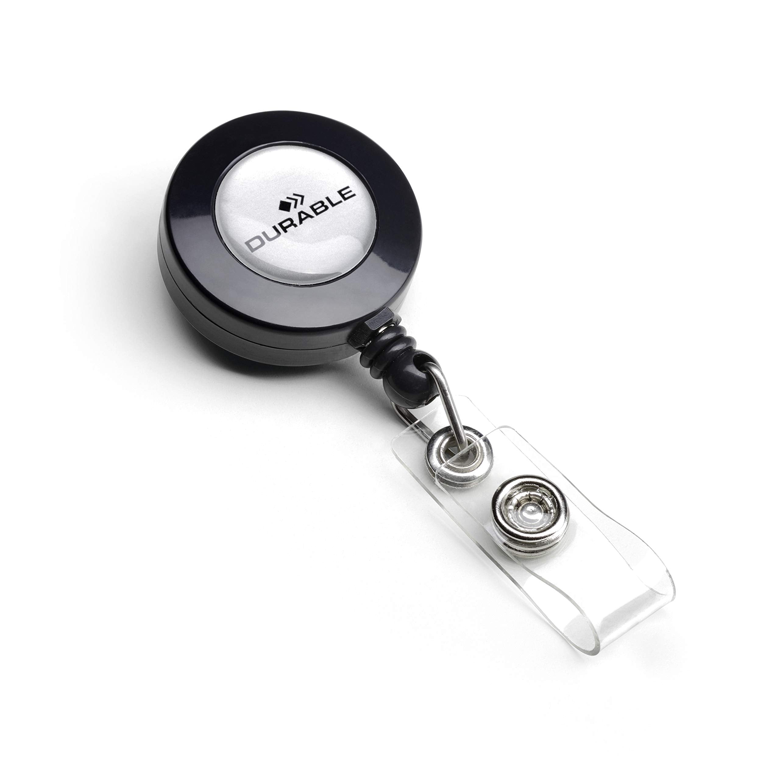 Durable Badge Reel in Charcoal | Pack of 10 | Ideal for Securely Holding Name Badges, Security Passes, Key Fobes, etc.