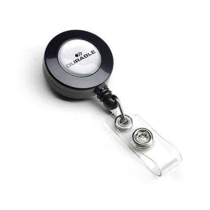 Durable Badge Reel in Charcoal | Pack of 10 | Ideal for Securely Holding Name Badges, Security Passes, Key Fobes, etc.