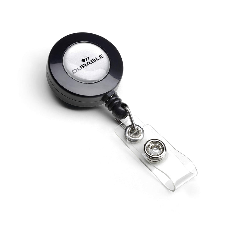 Durable Badge Reel in Charcoal | Pack of 10 | Ideal for Securely Holding Name Badges, Security Passes, Key Fobes, etc.