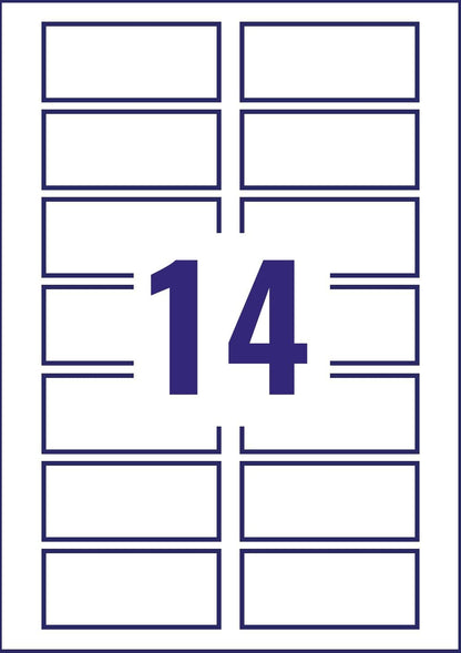 Avery L7063-20 (99.1 x 38.1mm) Extra-Strong Adhesive Heavy Duty Weatherproof Labels, 14 Labels Per A4 Sheet