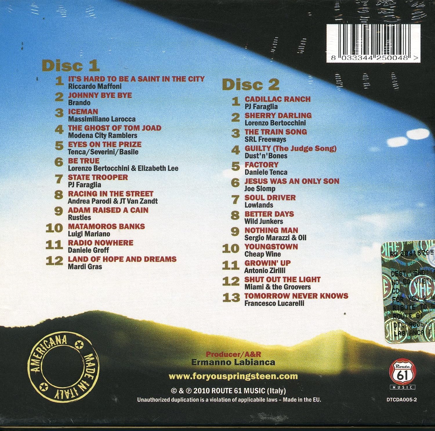 Tribute To Bruce Springsteen: For You 2 (2 Cd)
