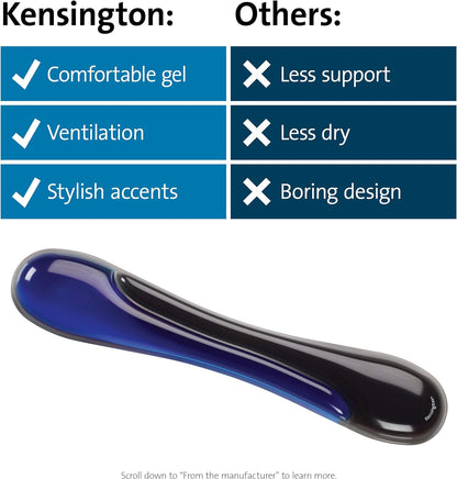 Kensington K62397AM Duo Gel - Ergonomic Keyboard Wrist Rest with Gel Wrist Support Pad - 90 x 36 x 480 mm - Blue (62397