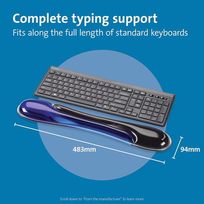 Kensington K62397AM Duo Gel - Ergonomic Keyboard Wrist Rest with Gel Wrist Support Pad - 90 x 36 x 480 mm - Blue (62397