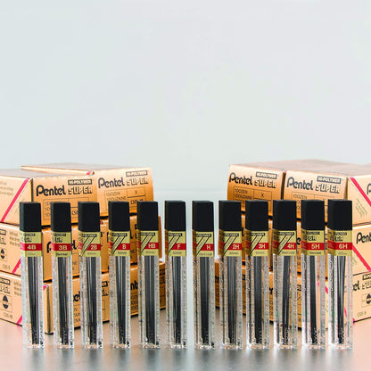 Pentel Refill Lead Extra-strong Hi-polymer in Tube of 12 x HB 0.5mm Ref C505-HB , black