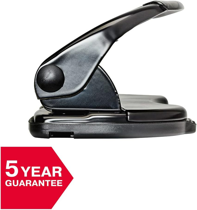 Rexel V412 4 Hole Punch, 12 Sheet Capacity, Adjustable Guide Bar, Metal, Black, 8309