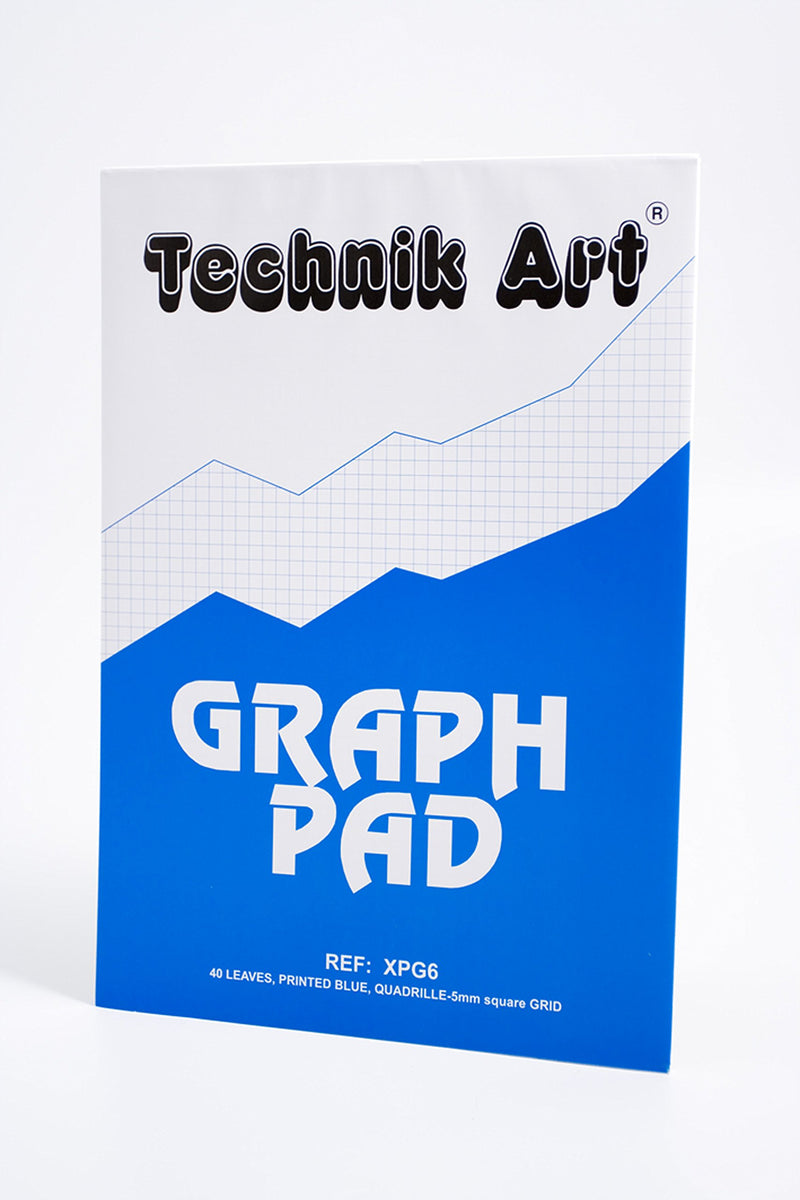 Clairefontaine - Ref XPG6Z - Technik Art - Graph Pad, A4 210 x 297mm, Quadrille, 70gsm Paper, 5mm Blue Square Grid, 40 Sheets, Suitable for Photocopying - Blue & White