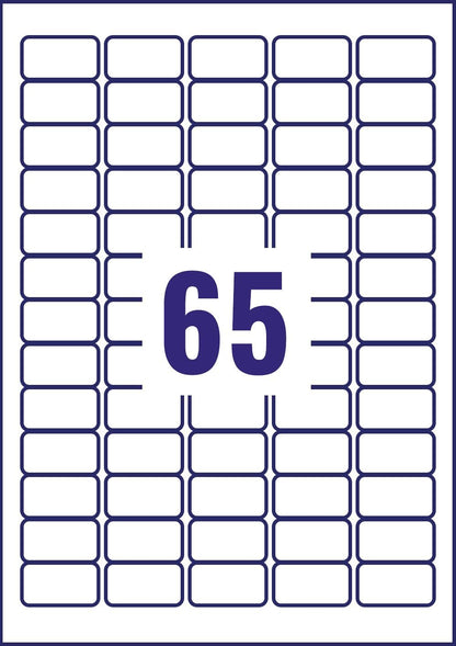 Avery Self Adhesive Clear Mini Organising Return Address Labels, Laser Printers (38.1 x 21.2 mm, 65 Labels Per A4 Sheet, 25 Sheets), 1625 labels, (L7551