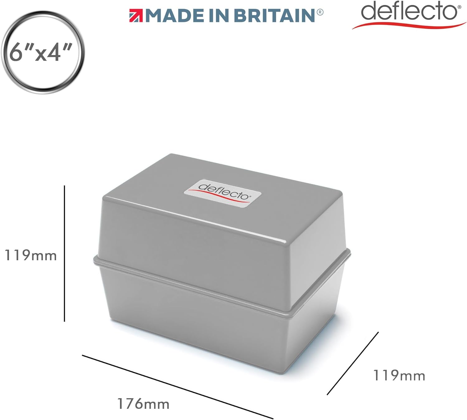 Deflecto Value Size 6 x 4 Index Card Box