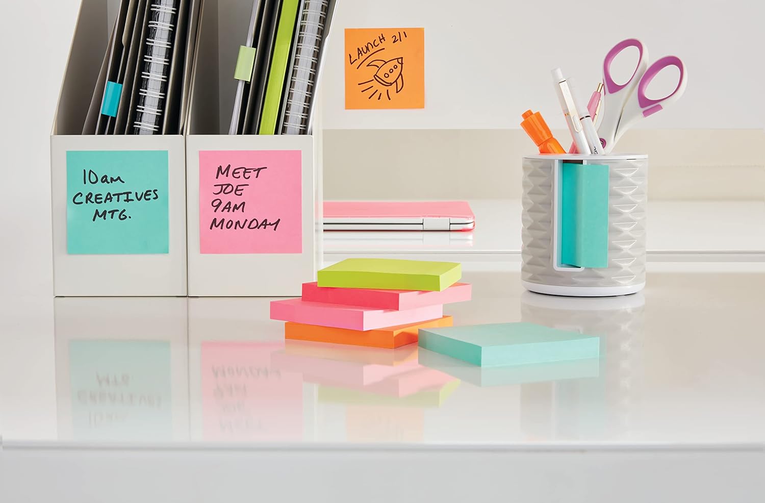 Post-it Notes Energetic Color Collection, Pack of 6 Pads, 100 Sheets per Pad, 76 mm x 127 mm, Yellow, Blue, Orange, Pink, Green Colors - Self-stick Notes For Note Taking, To Do Lists & Reminders