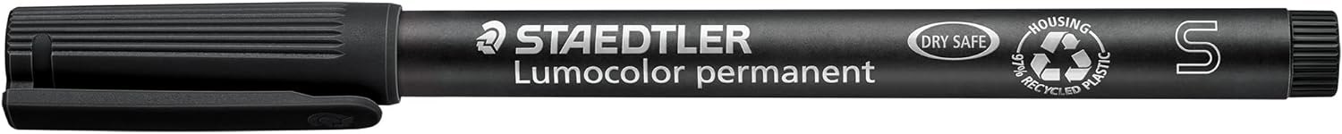 STAEDTLER 313-9 Lumocolor Permanent Pen, Superfine Line Width, 0.4mm - Black (Box of 10