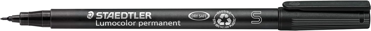 STAEDTLER 313-9 Lumocolor Permanent Pen, Superfine Line Width, 0.4mm - Black (Box of 10