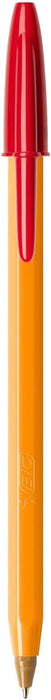 BIC Orange Fine Ballpoint Pens, Fine Point (0.8 mm), Red Ink, Box of 20 - Writing Pens with Long-Lasting Ink