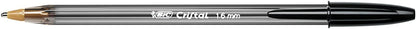 BIC Cristal Large Ballpoint Pens, Every-Day Biro Pens with Wide Point (1.6 mm), Ideal for School, Black Ink, Pack of 50