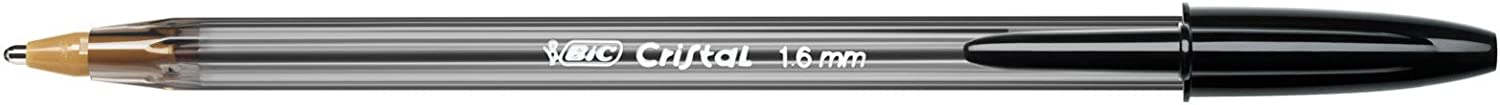 BIC Cristal Large Ballpoint Pens, Every-Day Biro Pens with Wide Point (1.6 mm), Ideal for School, Black Ink, Pack of 50