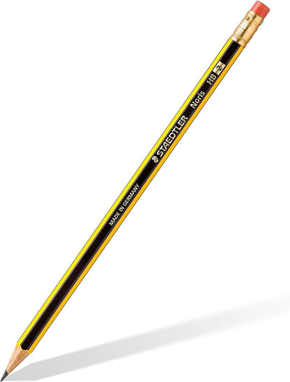 STAEDTLER 122-HB Noris Graphite Pencils with Eraser-Tip - HB (Box of 12