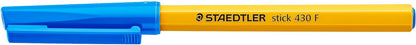 STAEDTLER Medium Stick 430 F-3 Ballpoint Pen Fine, Blue, Box of 10