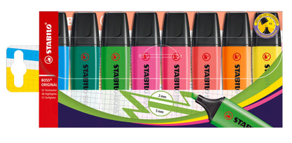 Highlighter - STABILO BOSS ORIGINAL - Pack of 8 - Assorted colours