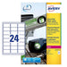 Avery L4773-20 (63.5 x 33.9mm) Extra-Strong Adhesive Heavy Duty Weatherproof Labels, 24 Labels Per A4 Sheet