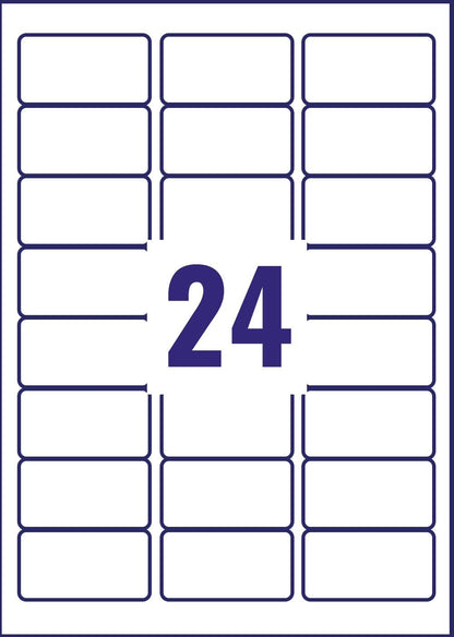 Avery L4773-20 (63.5 x 33.9mm) Extra-Strong Adhesive Heavy Duty Weatherproof Labels, 24 Labels Per A4 Sheet
