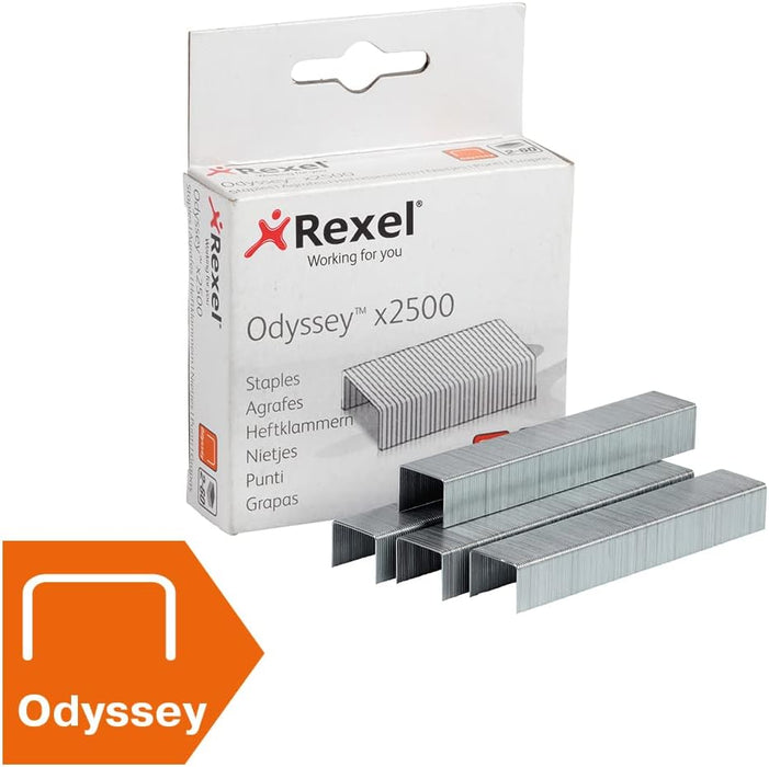 Rexel Odyssey Heavy Duty Stapler, 60 Sheet Capacity, Includes Odyssey Staples, Metal Body, Silver, 2100048