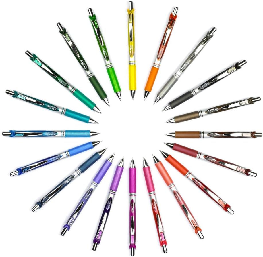 Pentel Energel XM Retractable Gel Pen with 0.7 mm Tip, 0.35 mm Line Width - Black, Pack of 12