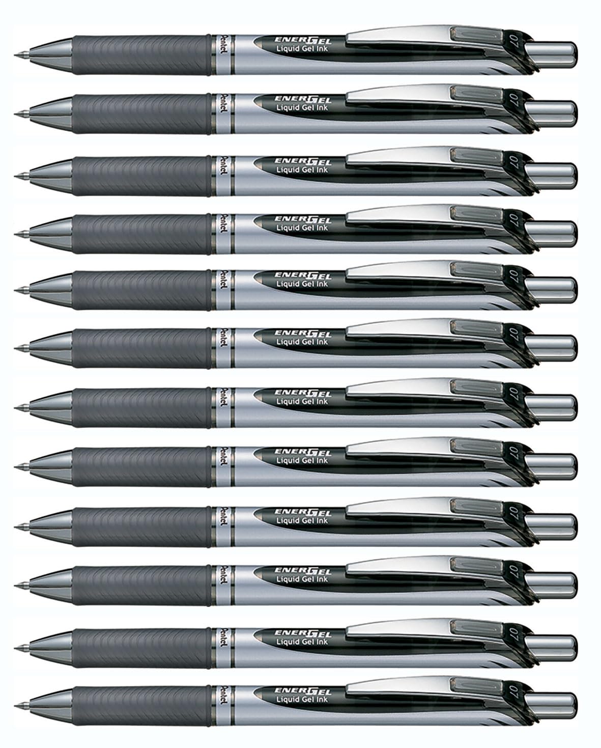 Pentel Energel XM Retractable Gel Pen with 0.7 mm Tip, 0.35 mm Line Width - Black, Pack of 12