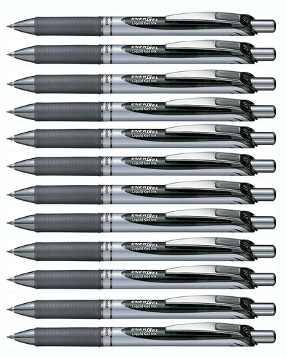 Pentel Energel XM Retractable Gel Pen with 0.7 mm Tip, 0.35 mm Line Width - Black, Pack of 12