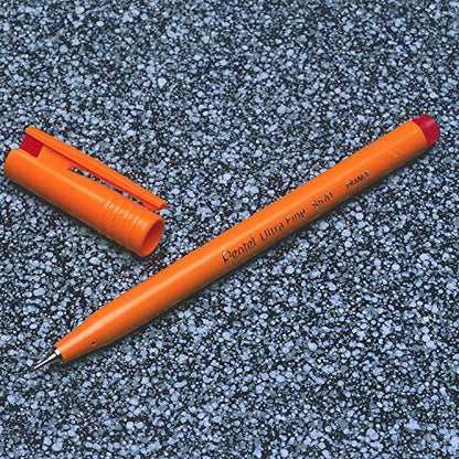 Pentel S570 Ultra Fine Pen Plastic 0.6mm Tip 0.3mm Line Red Ref S570-B