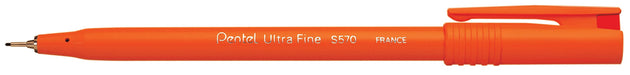 Pentel S570 Ultra Fine Pen Plastic 0.6mm Tip 0.3mm Line Red Ref S570-B