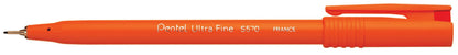 Pentel S570 Ultra Fine Pen Plastic 0.6mm Tip 0.3mm Line Red Ref S570-B
