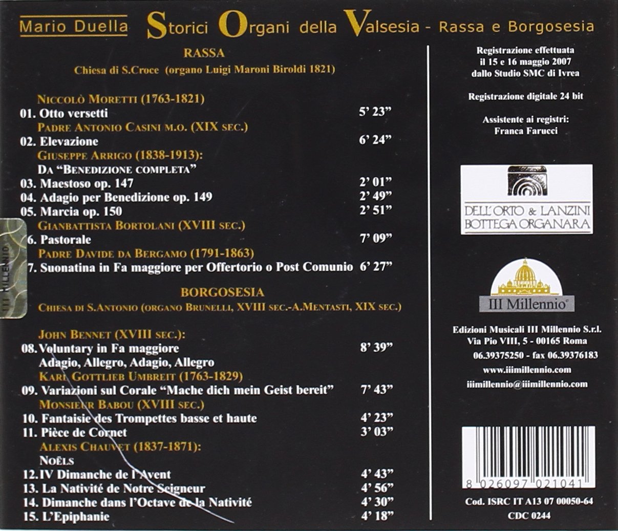 Organi Storici Della Valsesia Otto Versetti Elevazione
