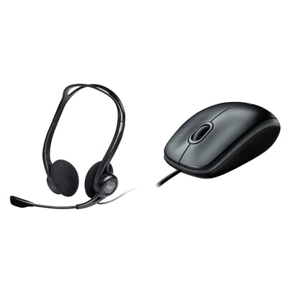 Logitech 960 Wired Headset, Stereo Headphones with Noise-Cancelling Microphone, USB, Lightweight, In-Line Controls, PC/Mac/Laptop - Black , Pack of 1