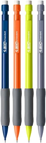 BIC Matic Original Comfort, Mechanical Pencils with 0.7mm Pressure Resistant HB Lead, Assorted Barrel Colours (Blue, Orange, Yellow & Grey), Pack of 12
