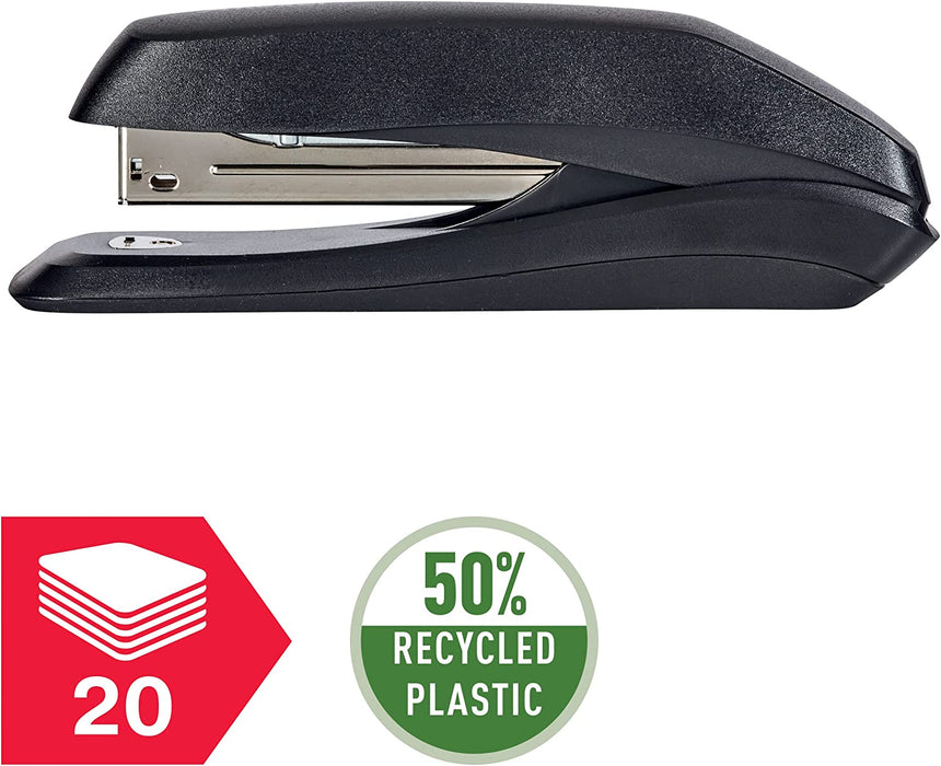 Rexel Ecodesk Desktop Stapler, 20 Sheets, Made with 50% Recycled Plastic, Eco Friendly, 2100026, Black (Pack of 2