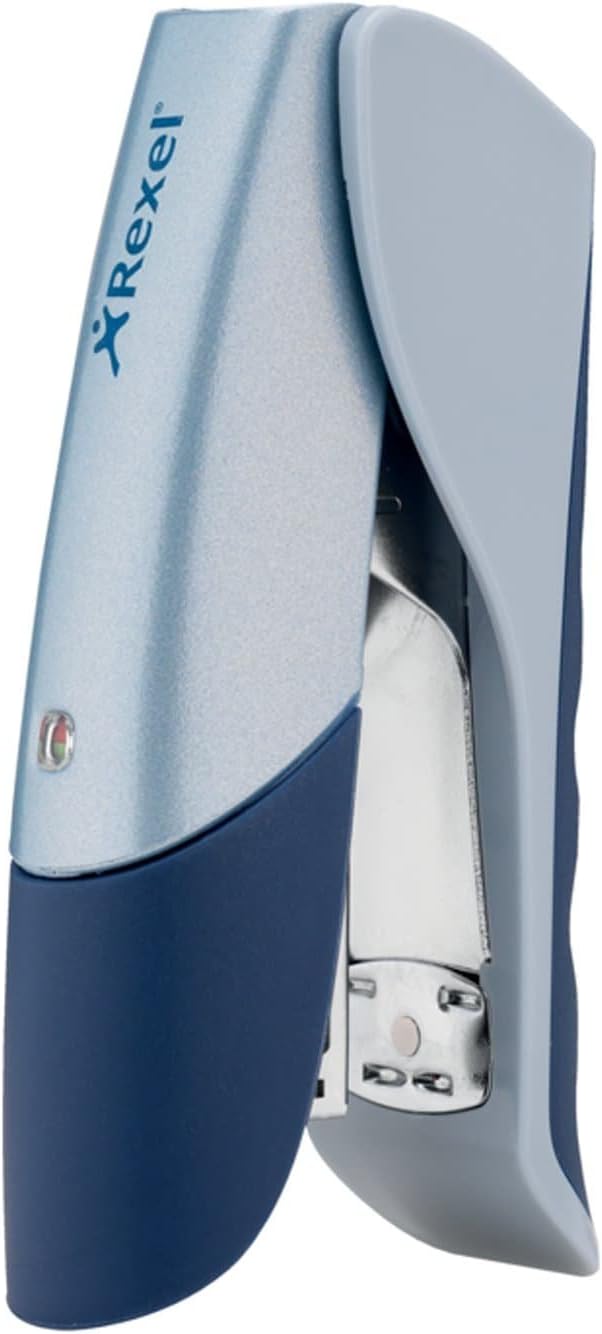 Rexel Gazelle Half Strip Stapler, 25 Sheet Capacity, Plastic Body, Blue and Silver, 2100011