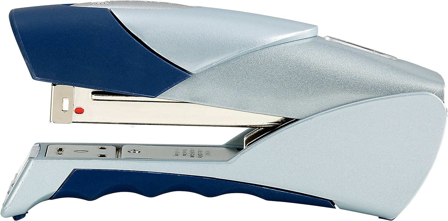 Rexel Gazelle Half Strip Stapler, 25 Sheet Capacity, Plastic Body, Blue and Silver, 2100011
