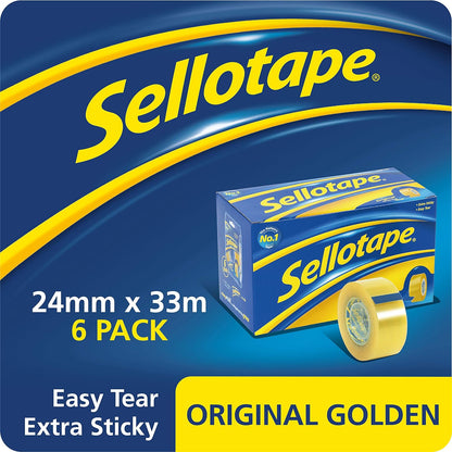 Sellotape Original Golden Tape 24mm x 33m (Pack of 6